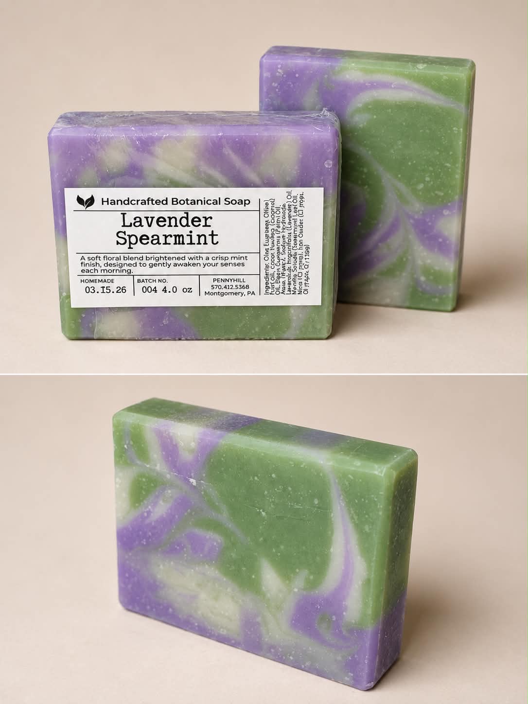 Lavender Spearmint Botanical Plant-Based Soap